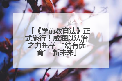 《学前教育法》正式施行！威海以法治之力托举 “幼有优育” 新未来