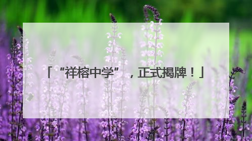 “祥榕中学”，正式揭牌！