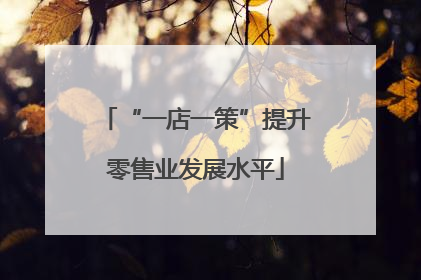 “一店一策”提升零售业发展水平