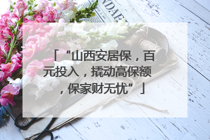 “山西安居保，百元投入，撬动高保额，保家财无忧”
