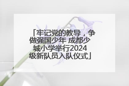 牢记党的教导，争做强国少年 成都少城小学举行2024级新队员入队仪式