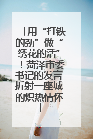用“打铁的劲”做“绣花的活”！菏泽市委书记的发言折射一座城的炽热情怀