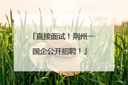 直接面试！荆州一国企公开招聘！