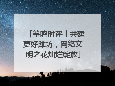 筝鸣时评丨共建更好潍坊，网络文明之花灿烂绽放