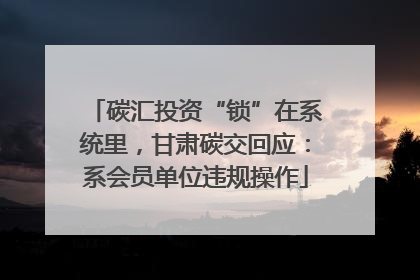 碳汇投资“锁”在系统里，甘肃碳交回应：系会员单位违规操作