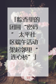 粽香里的团圆“密码” 太平社区端午活动架起邻里“连心桥”