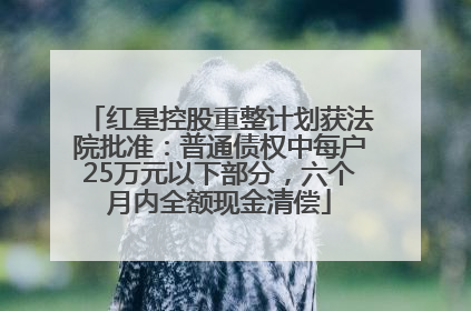 红星控股重整计划获法院批准：普通债权中每户25万元以下部分，六个月内全额现金清偿