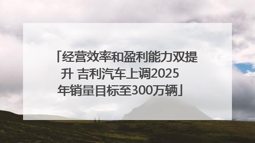 经营效率和盈利能力双提升 吉利汽车上调2025年销量目标至300万辆
