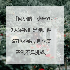 何小鹏：小米YU7大定数据是神话但G7也不错，四季度盈利不是挑战