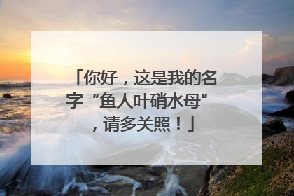 你好，这是我的名字“鱼人叶硝水母”，请多关照！