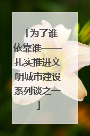 为了谁 依靠谁——扎实推进文明城市建设系列谈之一