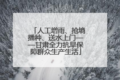 人工增雨、抢墒播种、送水上门——甘肃全力抗旱保障群众生产生活