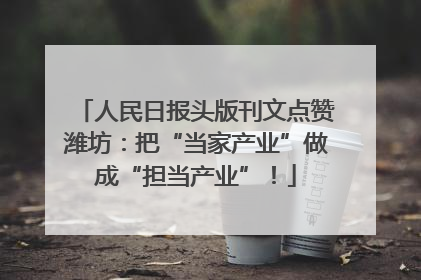 人民日报头版刊文点赞潍坊：把“当家产业”做成“担当产业”！