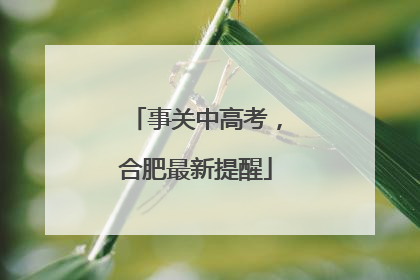 事关中高考，合肥最新提醒