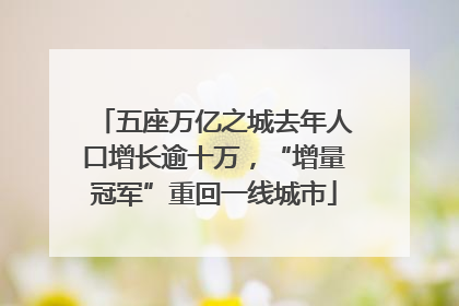 五座万亿之城去年人口增长逾十万，“增量冠军”重回一线城市