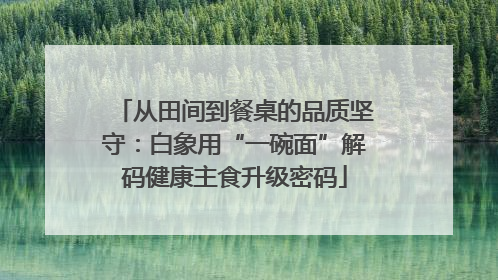 从田间到餐桌的品质坚守：白象用“一碗面”解码健康主食升级密码