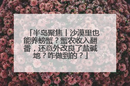 半岛聚焦丨沙漠里也能养螃蟹？蟹农收入翻番，还意外改良了盐碱地？咋做到的？