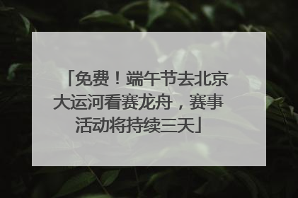 免费！端午节去北京大运河看赛龙舟，赛事活动将持续三天