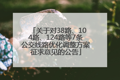 关于对38路、104路、124路等7条公交线路优化调整方案征求意见的公告