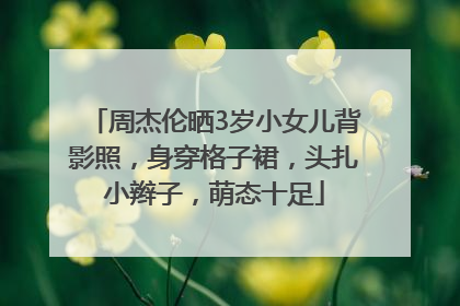 周杰伦晒3岁小女儿背影照，身穿格子裙，头扎小辫子，萌态十足