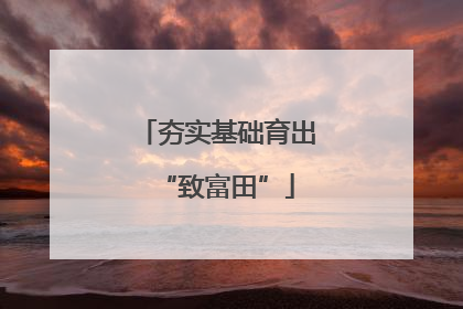 夯实基础育出“致富田”