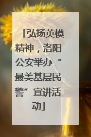 弘扬英模精神，洛阳公安举办“最美基层民警”宣讲活动