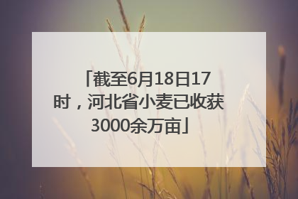 截至6月18日17时，河北省小麦已收获3000余万亩
