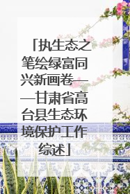 执生态之笔绘绿富同兴新画卷——甘肃省高台县生态环境保护工作综述