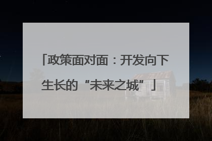 政策面对面：开发向下生长的“未来之城”