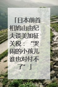 日本前首相鸠山由纪夫谈美加征关税：“哭闹的小孩儿谁也对付不了”