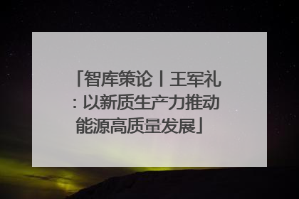 智库策论丨王军礼：以新质生产力推动能源高质量发展