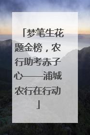梦笔生花题金榜，农行助考赤子心——浦城农行在行动