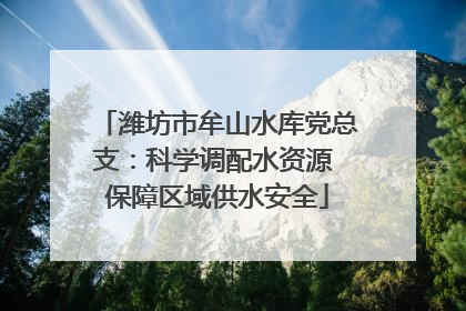 潍坊市牟山水库党总支：科学调配水资源 保障区域供水安全