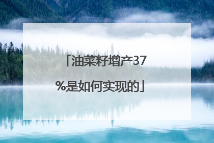油菜籽增产37%是如何实现的