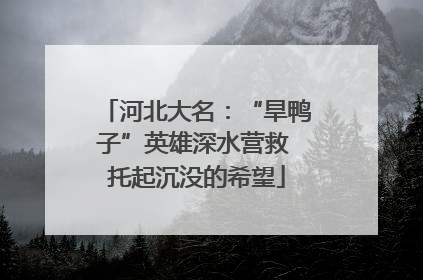 河北大名：“旱鸭子”英雄深水营救 托起沉没的希望