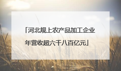 河北规上农产品加工企业年营收超六千八百亿元