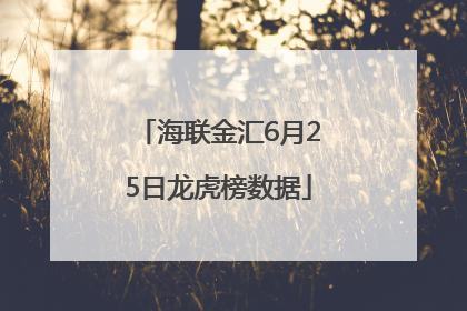 海联金汇6月25日龙虎榜数据