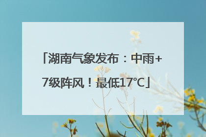 湖南气象发布：中雨+7级阵风！最低17℃