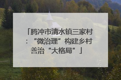 腾冲市清水镇三家村：“微治理”构建乡村善治“大格局”