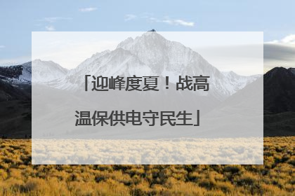 迎峰度夏！战高温保供电守民生