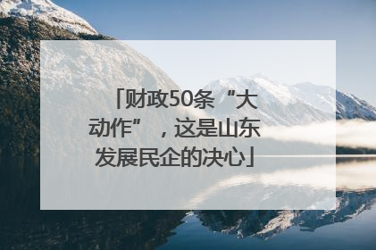 财政50条“大动作”，这是山东发展民企的决心