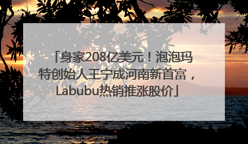 身家208亿美元！泡泡玛特创始人王宁成河南新首富，Labubu热销推涨股价