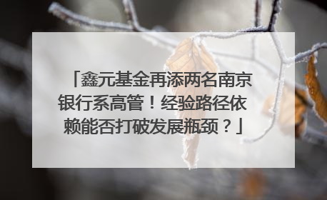 鑫元基金再添两名南京银行系高管！经验路径依赖能否打破发展瓶颈？