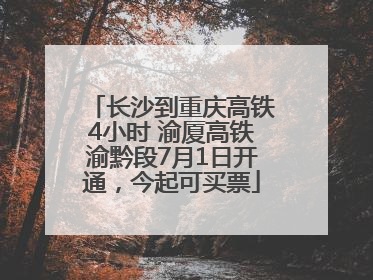 长沙到重庆高铁4小时 渝厦高铁渝黔段7月1日开通，今起可买票