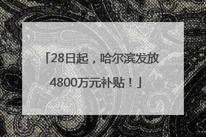 28日起，哈尔滨发放4800万元补贴！