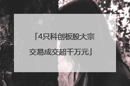 4只科创板股大宗交易成交超千万元